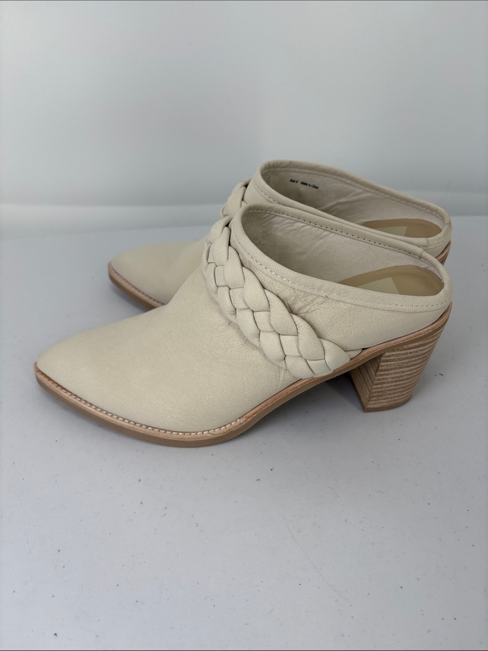 🐳 nwob Dolce Vita Cream Braided Leather Mule Heels